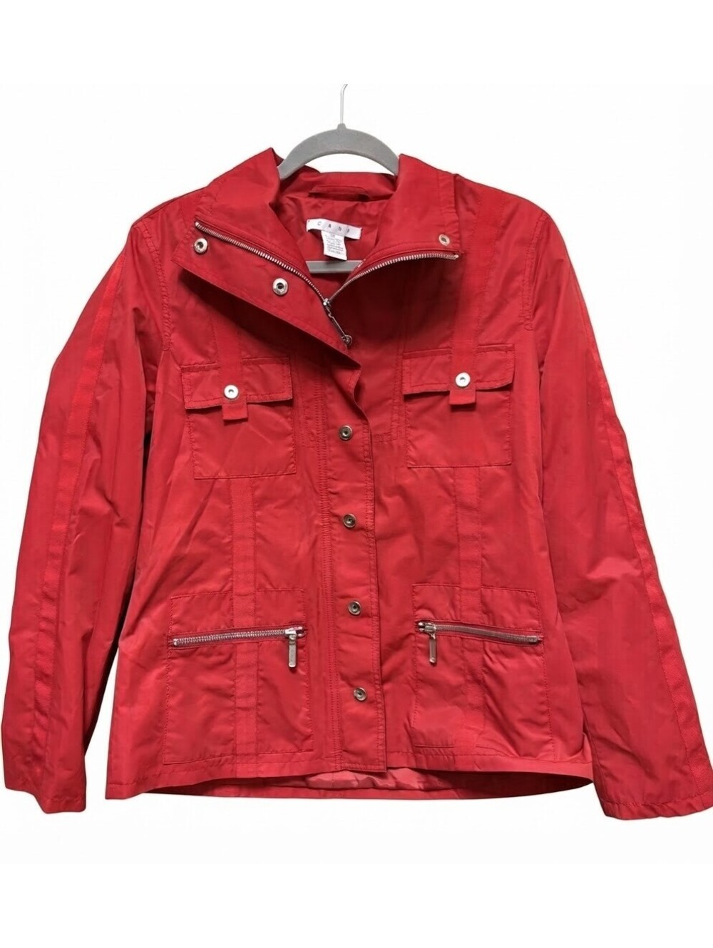 CABi Red Utility Jacket Full Zip Pockets Women’s Size Medium M Layering Outdoor